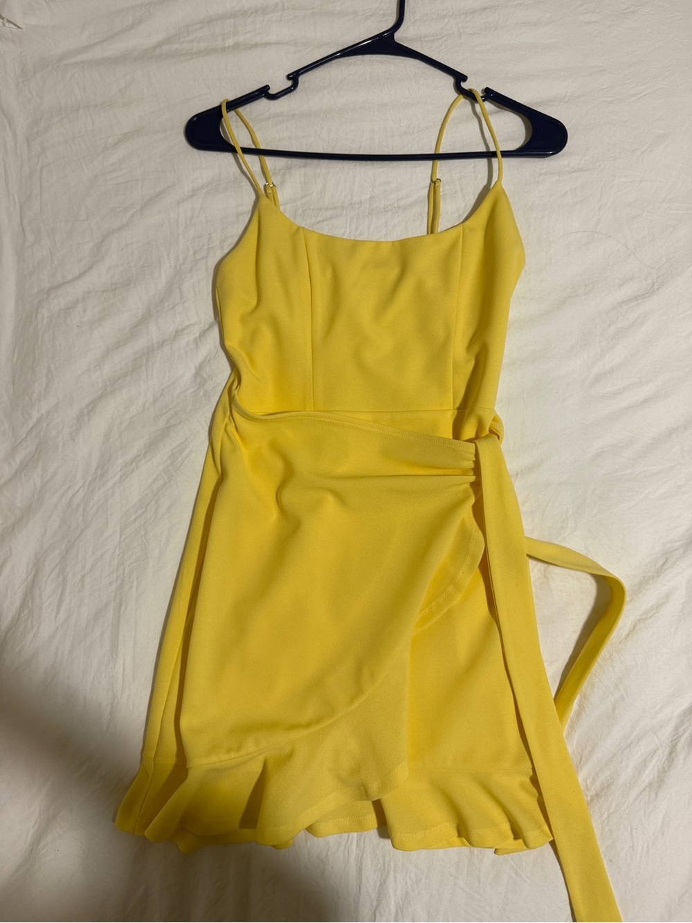 Lucy in the Sky Bright Yellow Wrap Mini Dress
